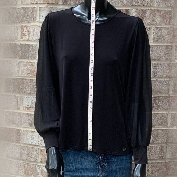 Calvin Klein M9HH7844 Crew Neck Chiffon Sleeve Blouse Sz S - Picture 10 of 16